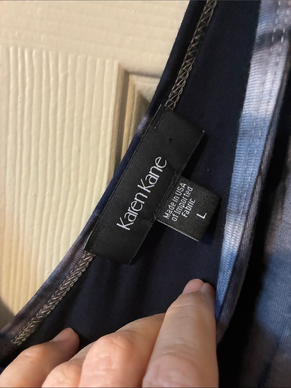 Karen Kane Navy and Gray Tie-Dye V-Neck Maxi Dress - Picture 2 of 5